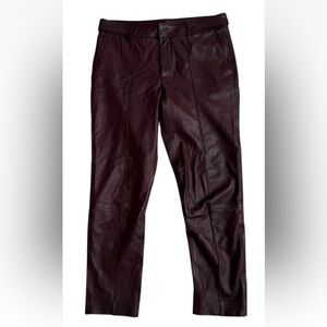 Vince 100% Lamb Buttery Soft Leather Pintuck Cropped Trousers Pants Sz 4 Purple